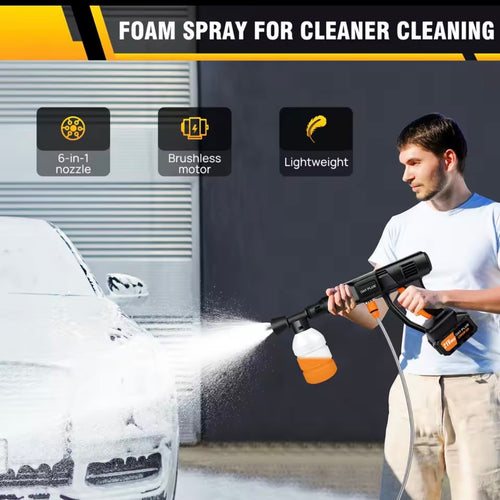 Cordless Pressure Washer, Portable Power Washer with  4.0Ah Battery 6-in-1 Nozzle, Handheld Brushless
