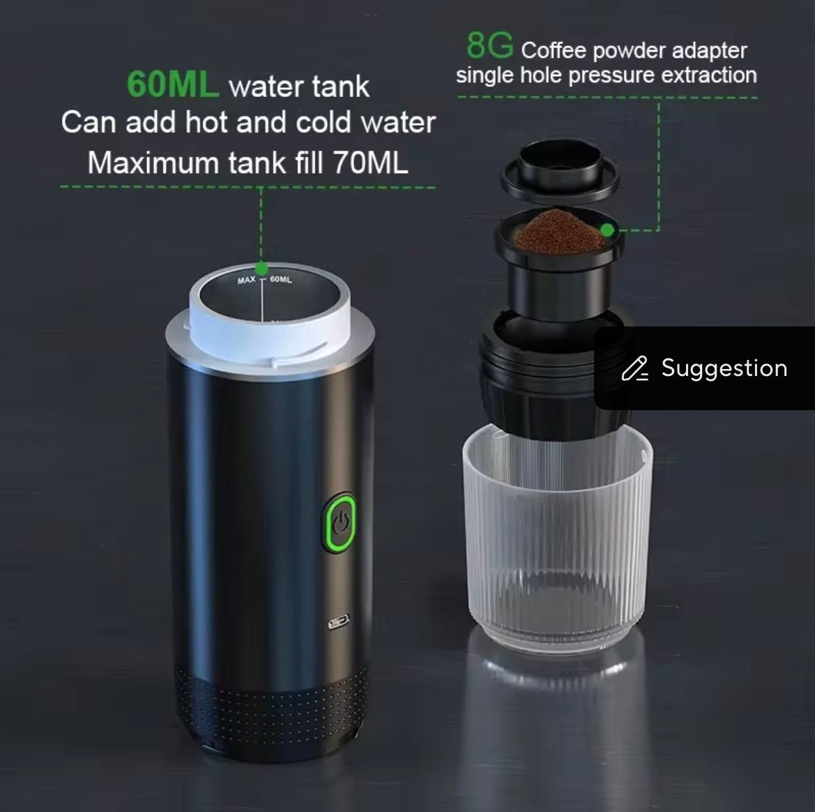 Wireless Electric Portable Espresso Coffee Machine for Car & Home Camping Coffee Maker 3-in-1 Capsule