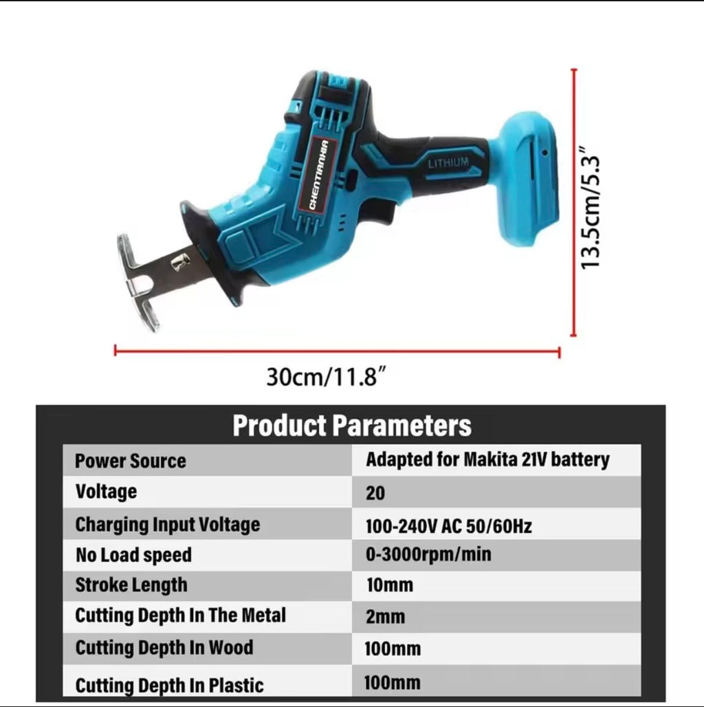 2 Battery 21V Reciprocating Saw Cordless Hand Electric Wood Metal Cutter 4-Blade