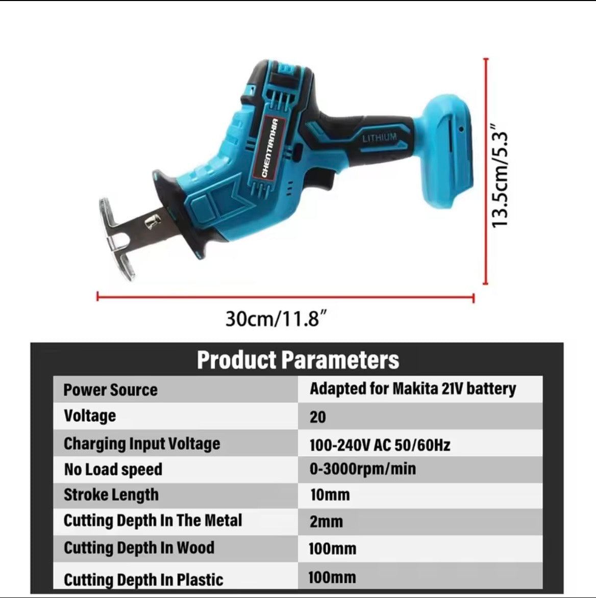 2 Battery 21V Reciprocating Saw Cordless Hand Electric Wood Metal Cutter 4-Blade